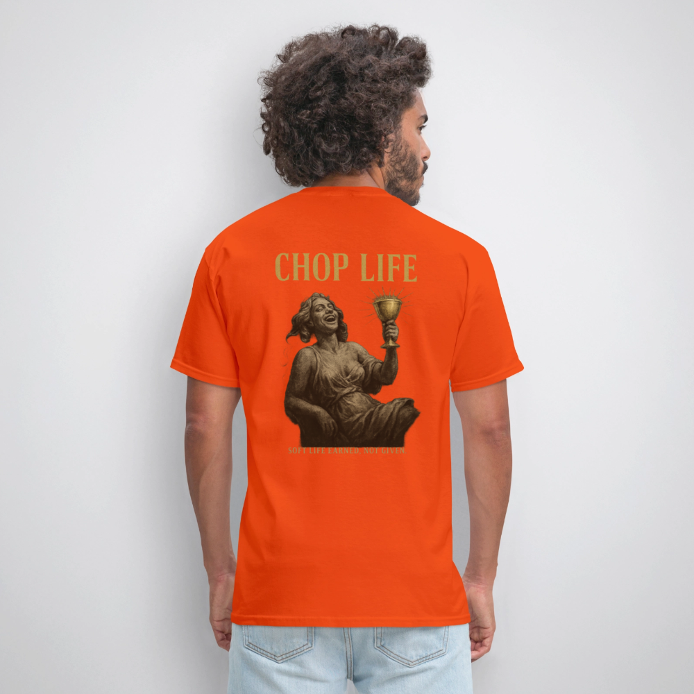 Men's T-Shirt | CHOP LIFE Back Print - orange