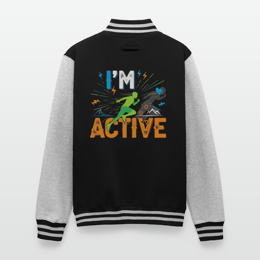 I'm Active | Unisex College Sweat Jacket - black/heather grey