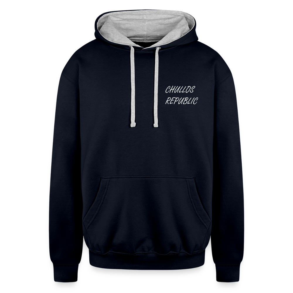 CR - God Dey | Faith Active - BackDrip Contrast Hoodie - navy/heather gray