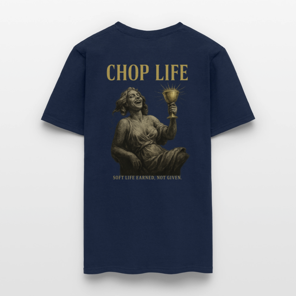 Men's T-Shirt | CHOP LIFE Back Print - navy