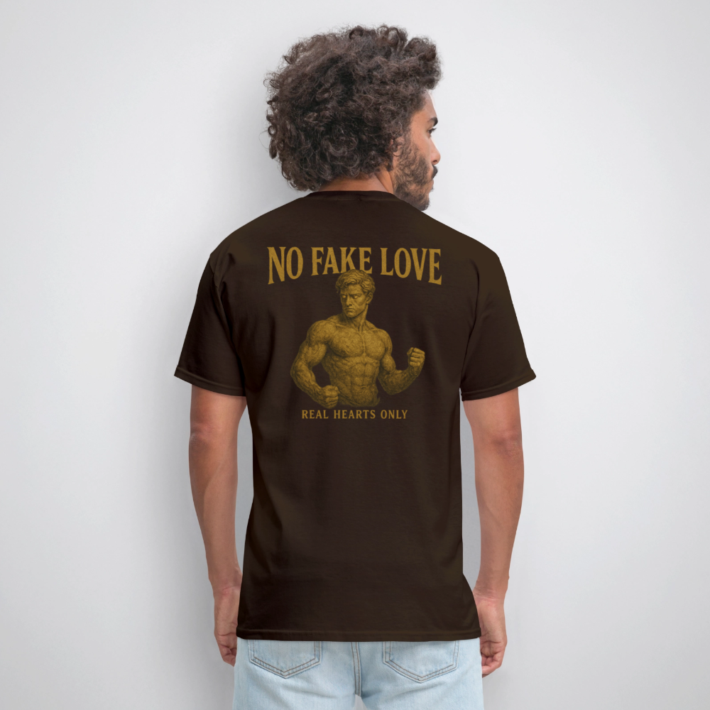 Men's T-Shirt | No Fake Love Back Print - brown