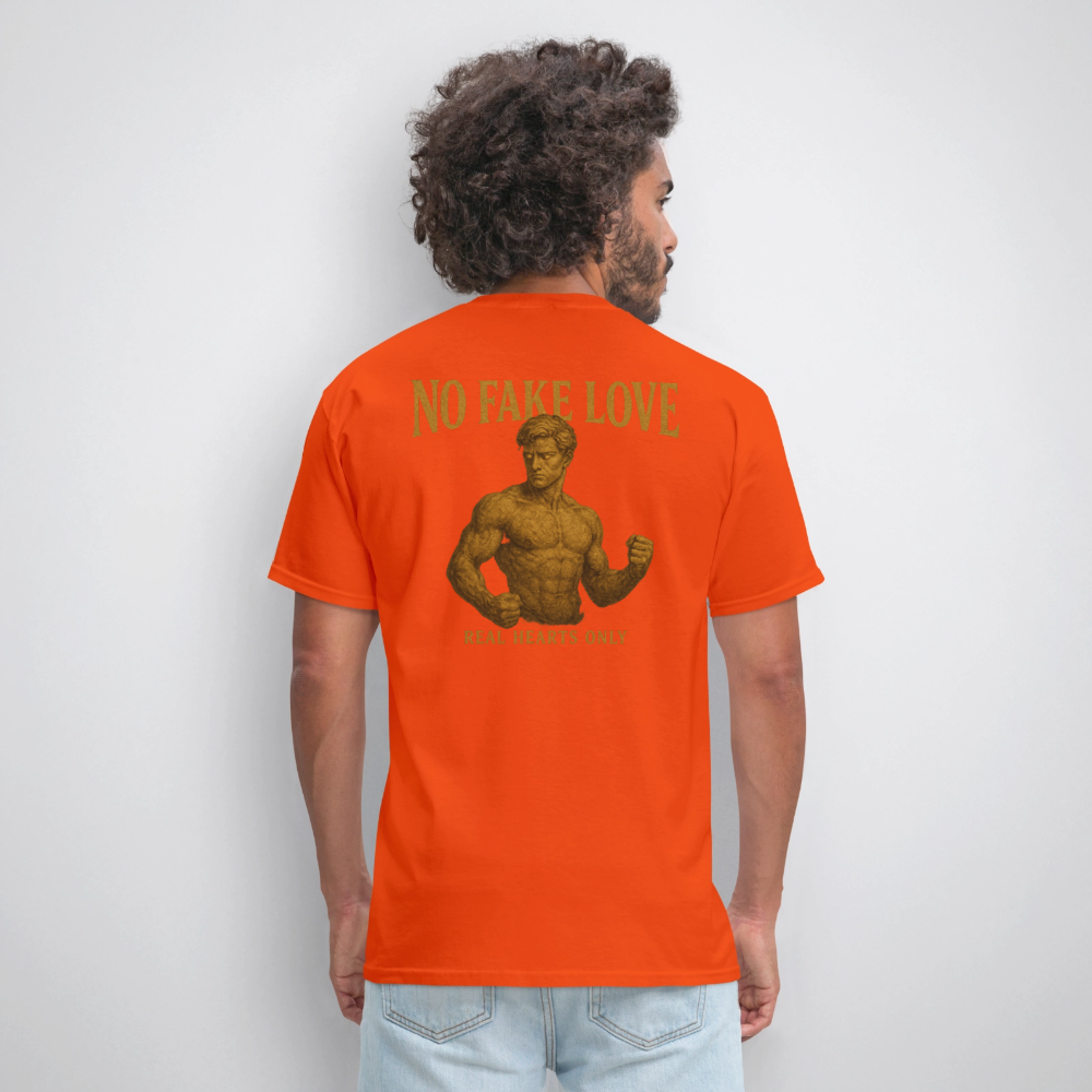 Men's T-Shirt | No Fake Love Back Print - orange