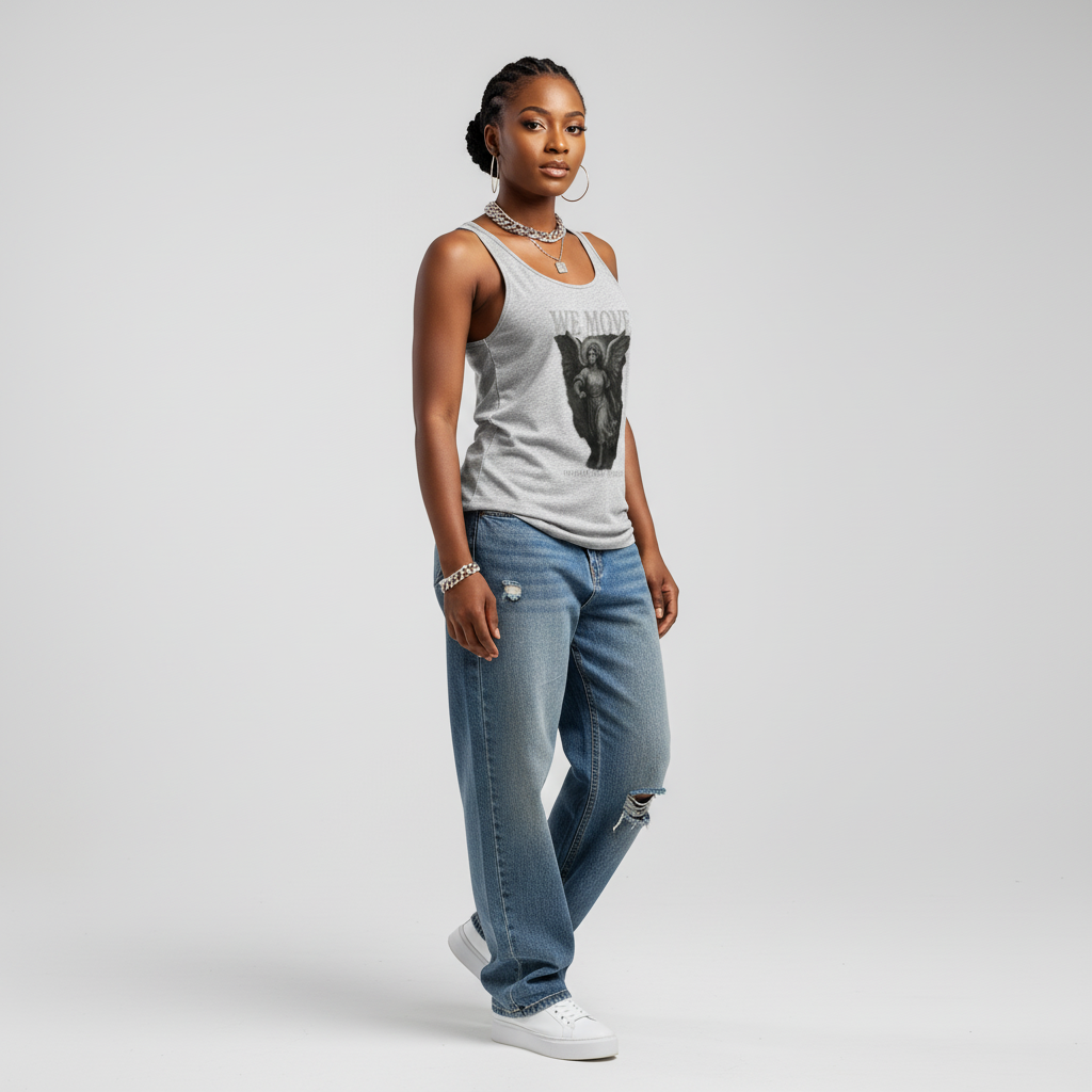 CR  - WE MOVE | Forward Only. No Retreat. Women's Premium Tank Top - Female Angel shop the vibe at chullosrepublic.com