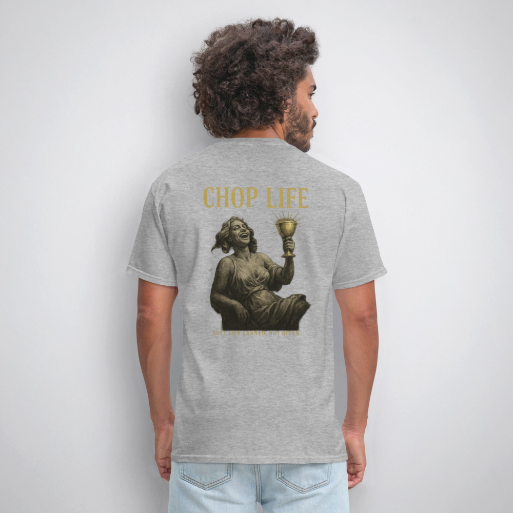 Men's T-Shirt | CHOP LIFE Back Print - heather gray
