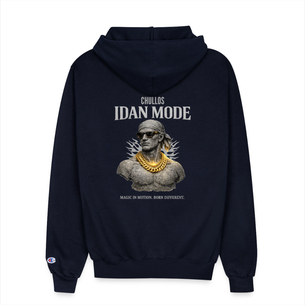 "IDAN MODE" BRUTALIST FULL ZIP-UP HOODIE // FP-BSPN - navy