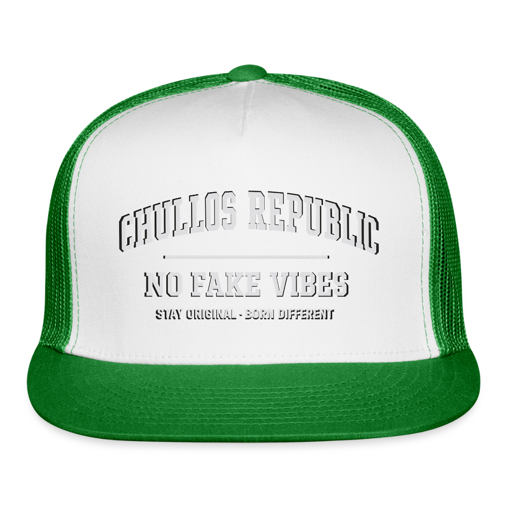 CR - No Fake Vibes | Trucker Hat shop the vibe at chullosrepublic.com