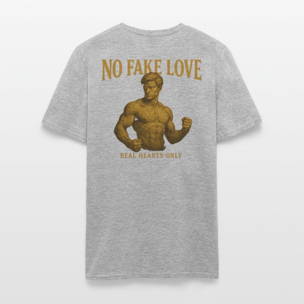 Men's T-Shirt | No Fake Love Back Print - heather gray