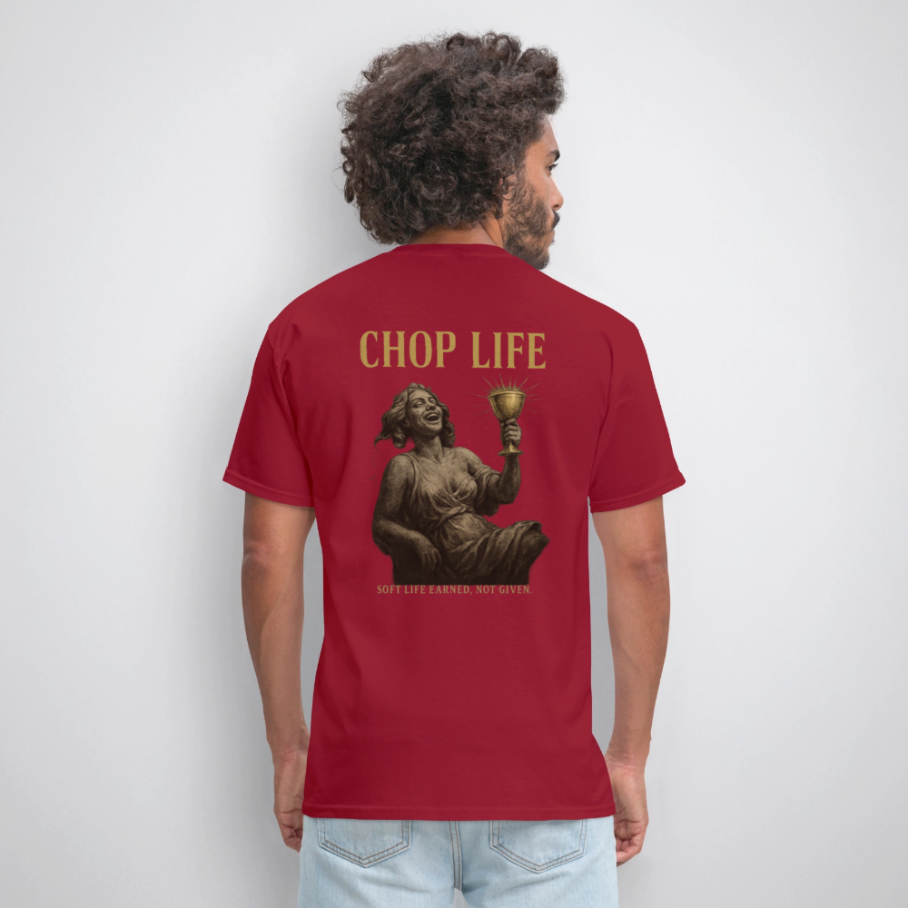 Men's T-Shirt | CHOP LIFE Back Print - dark red