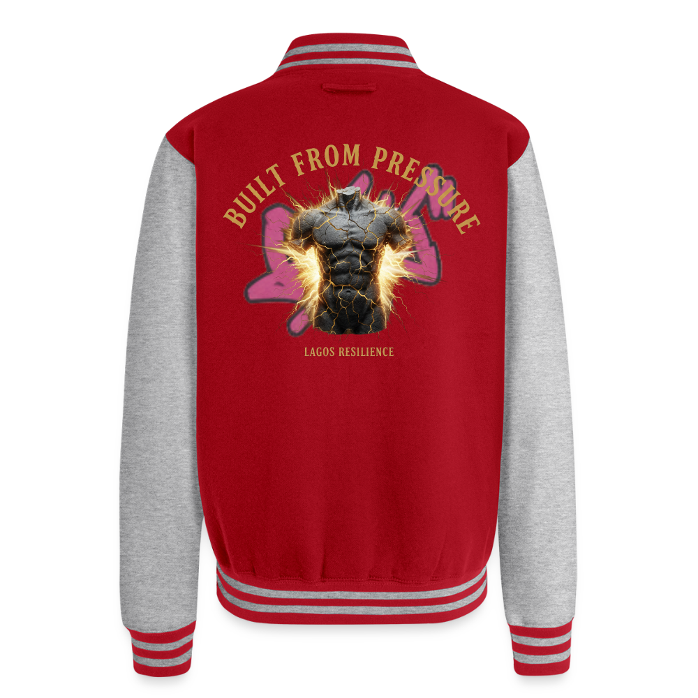 Built From Pressure | Unisex College Sweat Jacket - red/heather grey