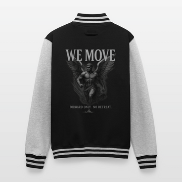 We Move - Male Angel | Unisex College Sweat Jacket - black/heather grey