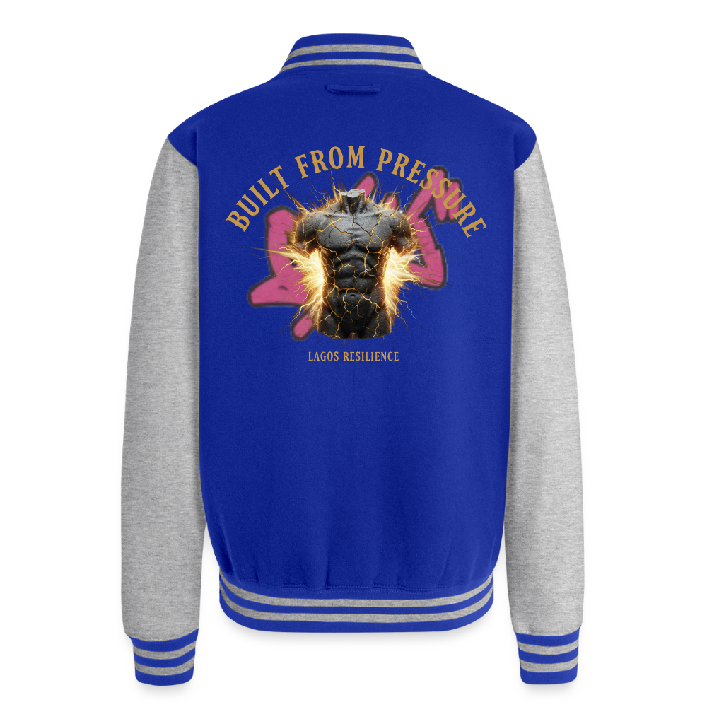 Built From Pressure | Unisex College Sweat Jacket - royal/heather grey