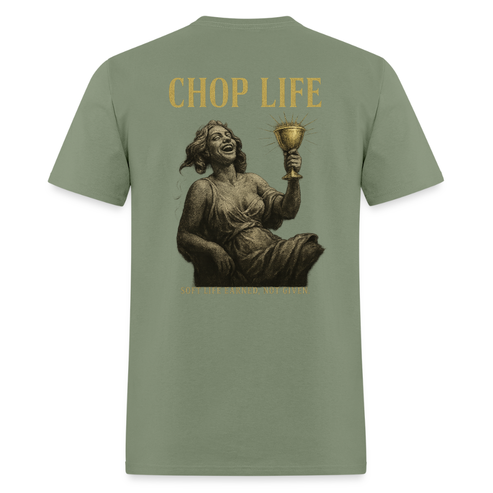 Men's T-Shirt | CHOP LIFE Back Print - military green