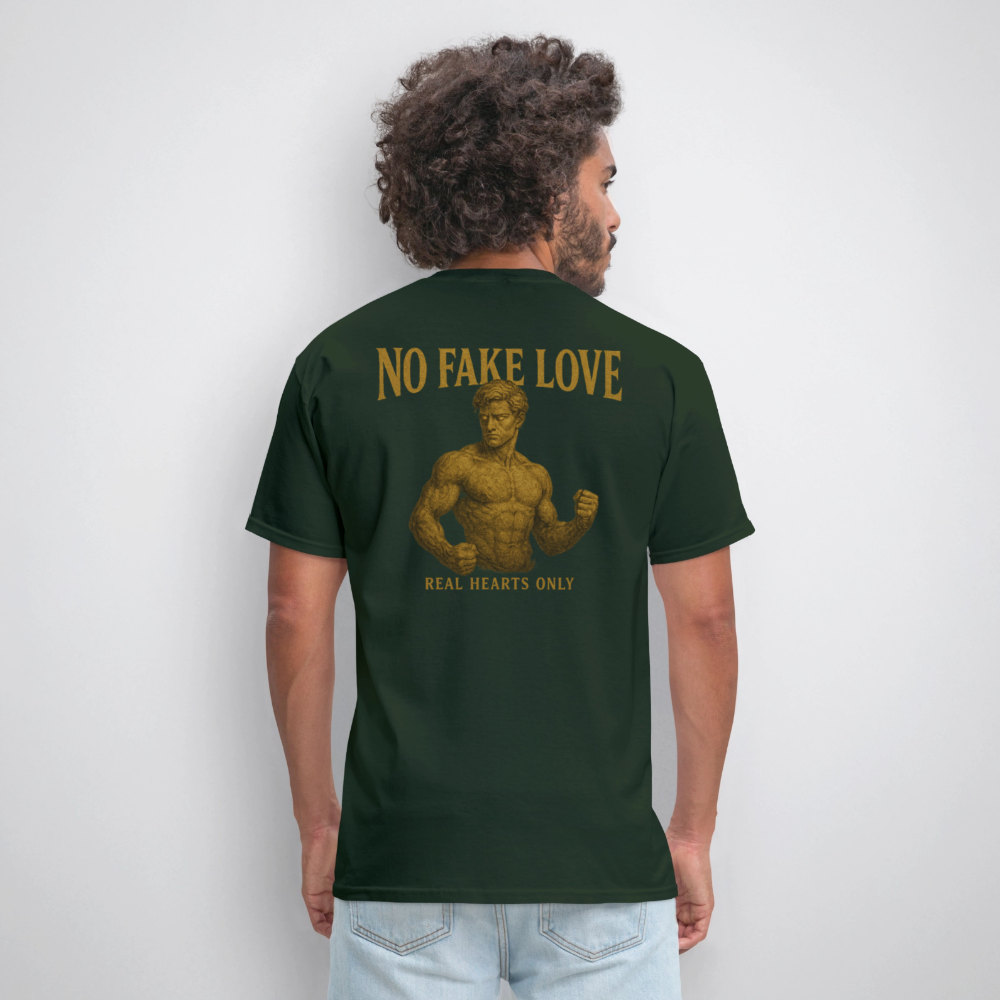 Men's T-Shirt | No Fake Love Back Print - forest green