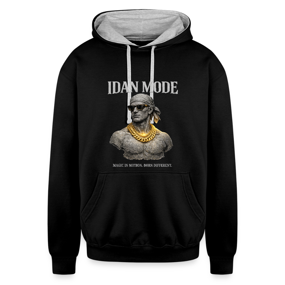 IDAN MODE - Contrast Hoodie | Lagos Streetwear - black/heather gray