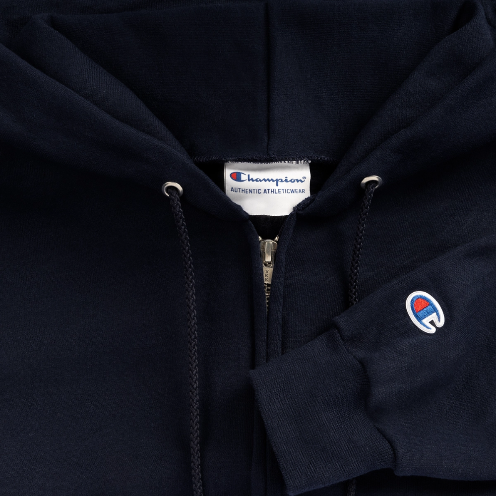 "IDAN MODE" BRUTALIST FULL ZIP-UP HOODIE - navy