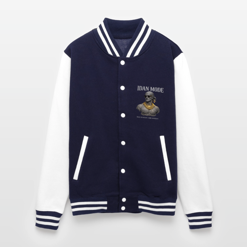 "IDAN MODE" HEAVYWEIGHT LETTERMAN JACKET // FP-B - navy/white