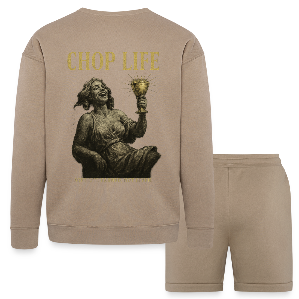 FVO | CHOP LIFE  Unisex Sweatshirt & Short Set - tan