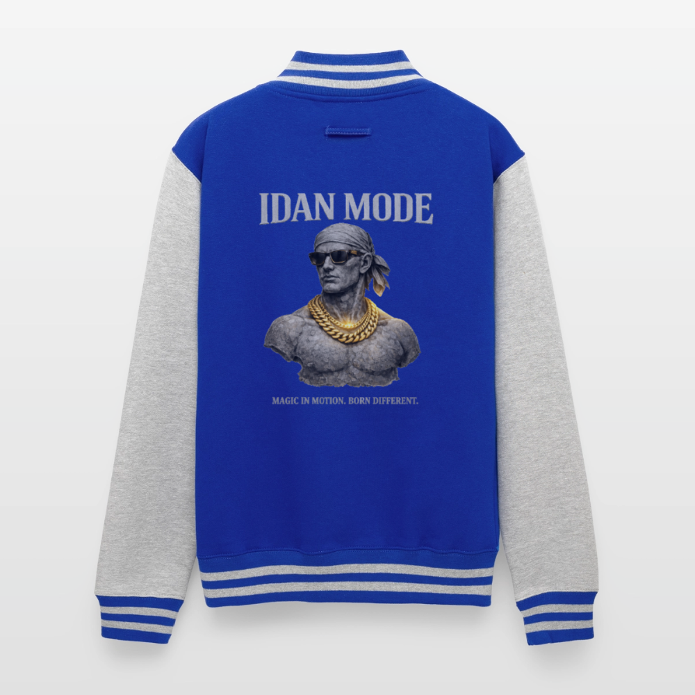 "IDAN MODE" HEAVYWEIGHT LETTERMAN JACKET // FP-B - royal/heather grey