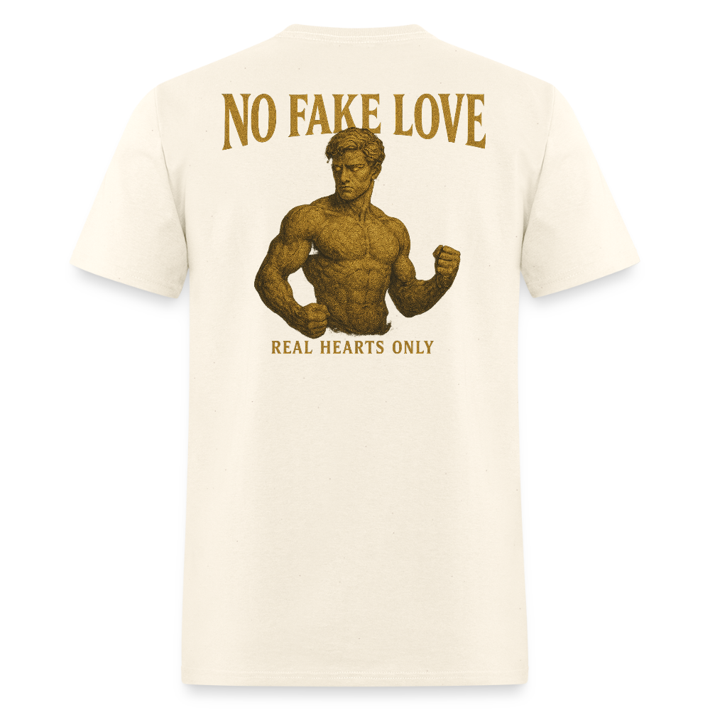 Men's T-Shirt | No Fake Love Back Print - sweet cream heather