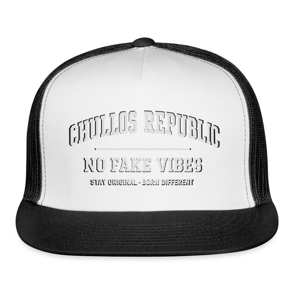 CR - No Fake Vibes | Trucker Hat shop the vibe at chullosrepublic.com