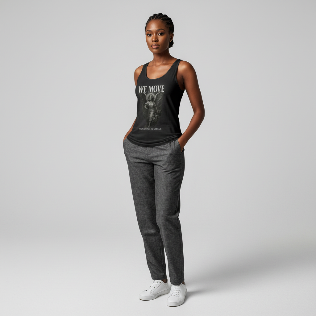 CR  - WE MOVE | Forward Only. No Retreat. Women's Premium Tank Top - Female Angel shop the vibe at chullosrepublic.com