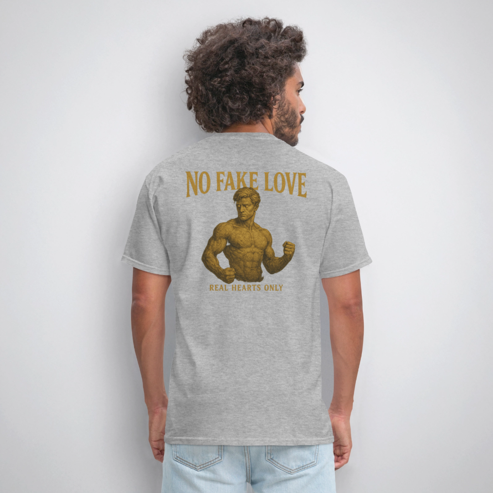 Men's T-Shirt | No Fake Love Back Print - heather gray