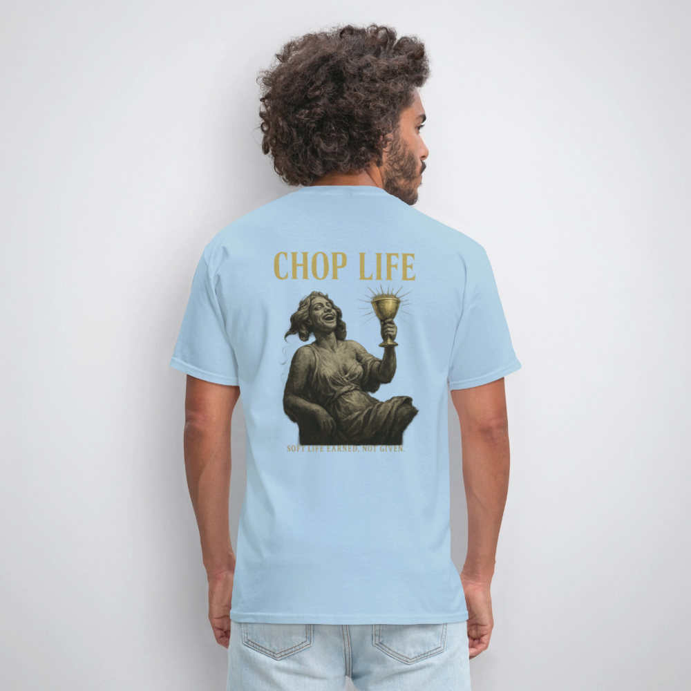 Men's T-Shirt | CHOP LIFE Back Print - powder blue