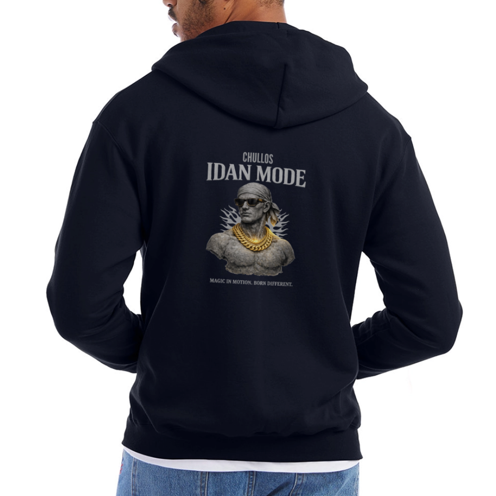 "IDAN MODE" BRUTALIST FULL ZIP-UP HOODIE // FP-BSPN - navy