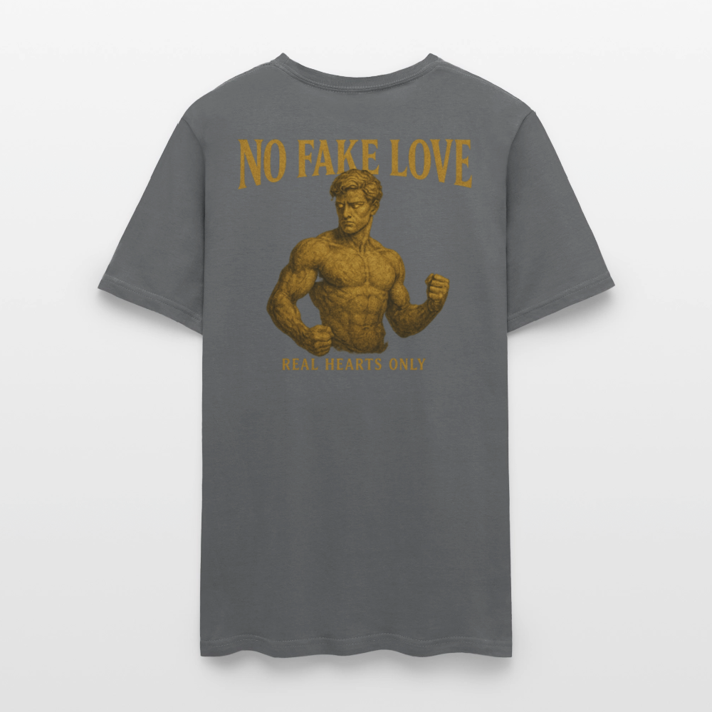Men's T-Shirt | No Fake Love Back Print - charcoal