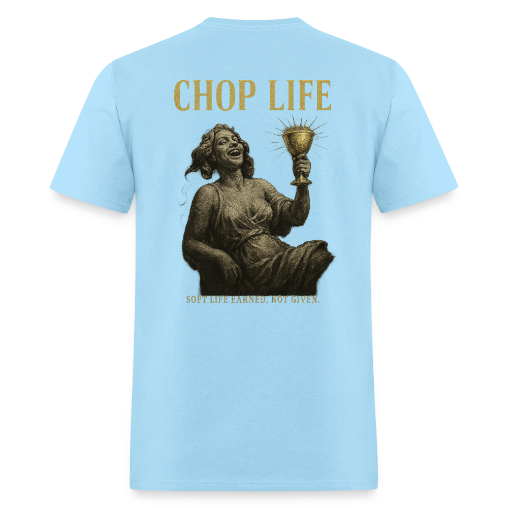 Men's T-Shirt | CHOP LIFE Back Print - powder blue