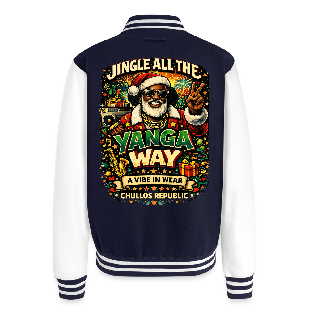 Jingle All The Yanga Way | Unisex College Sweat Jacket - navy/white