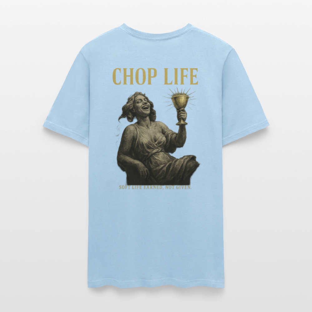 Men's T-Shirt | CHOP LIFE Back Print - powder blue