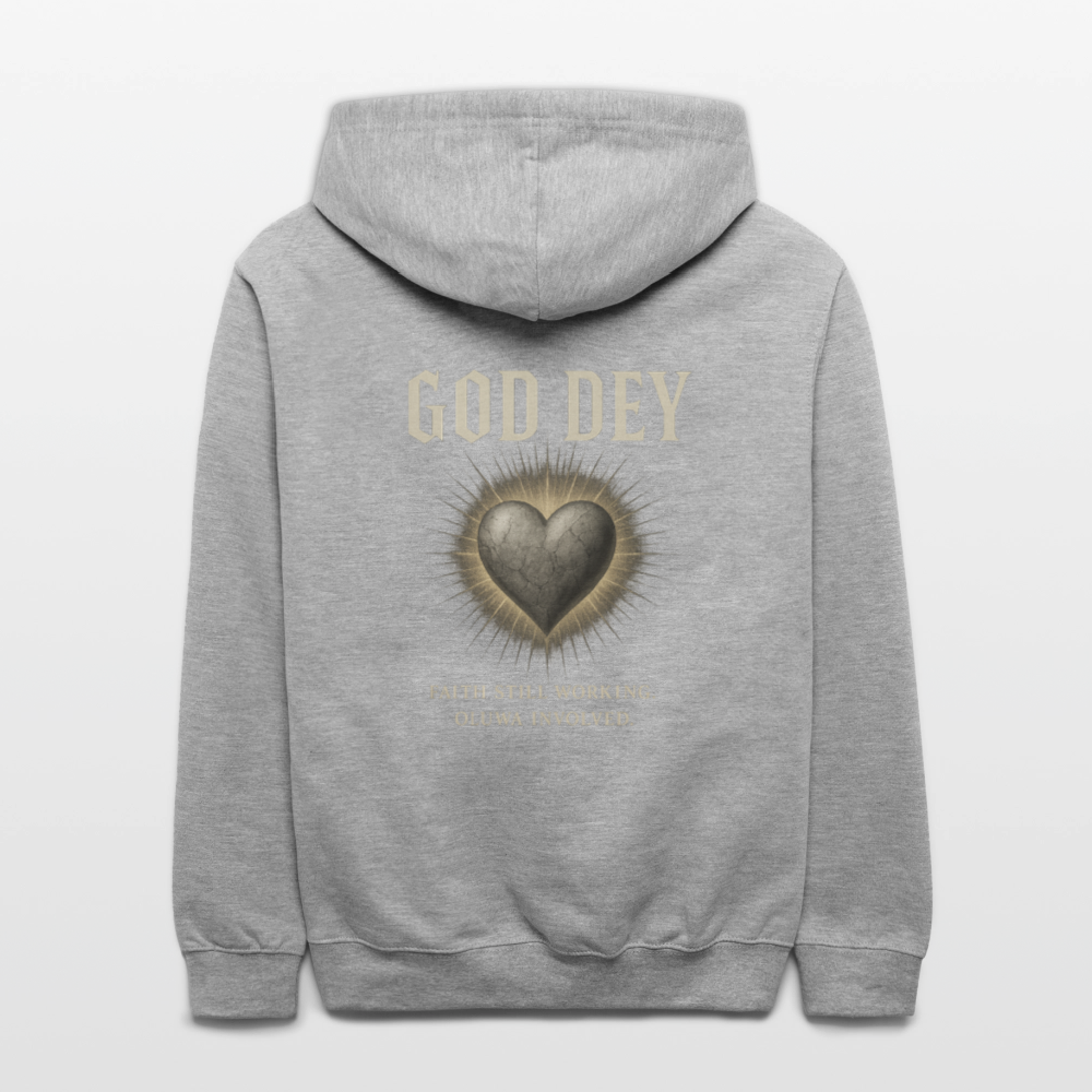 CR - God Dey | Faith Active - BackDrip Contrast Hoodie - heather gray/navy