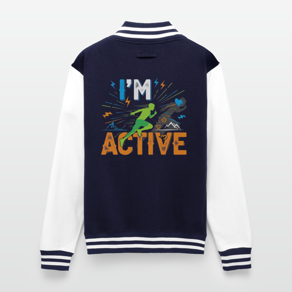 I'm Active | Unisex College Sweat Jacket - navy/white
