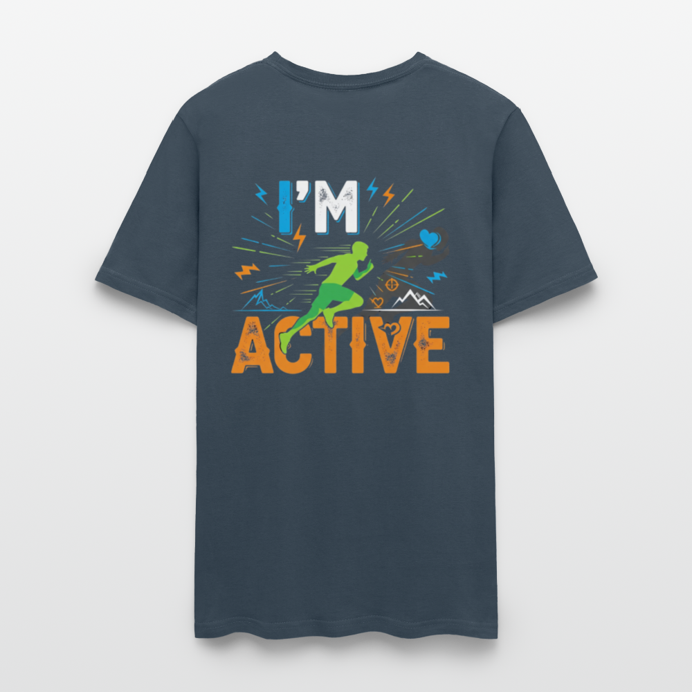 Men's IM ACTIVE T-Shirt | Front & Back -  blue dusk
