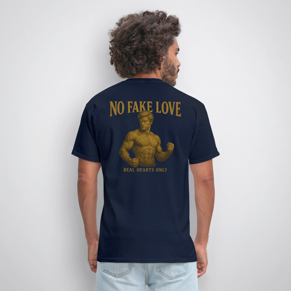 Men's T-Shirt | No Fake Love Back Print - navy