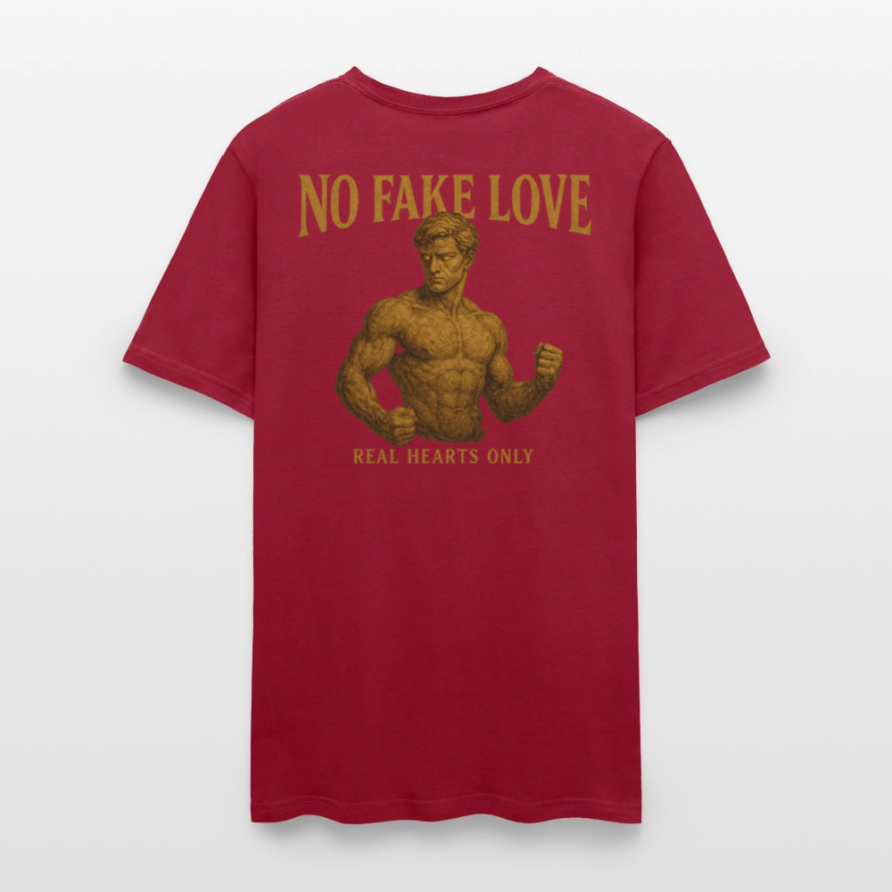 Men's T-Shirt | No Fake Love Back Print - dark red