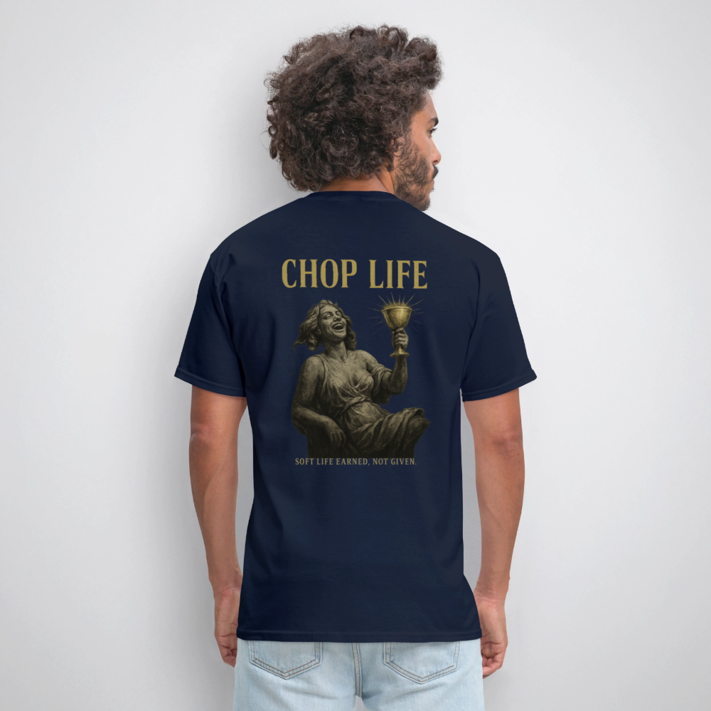 Men's T-Shirt | CHOP LIFE Back Print - navy