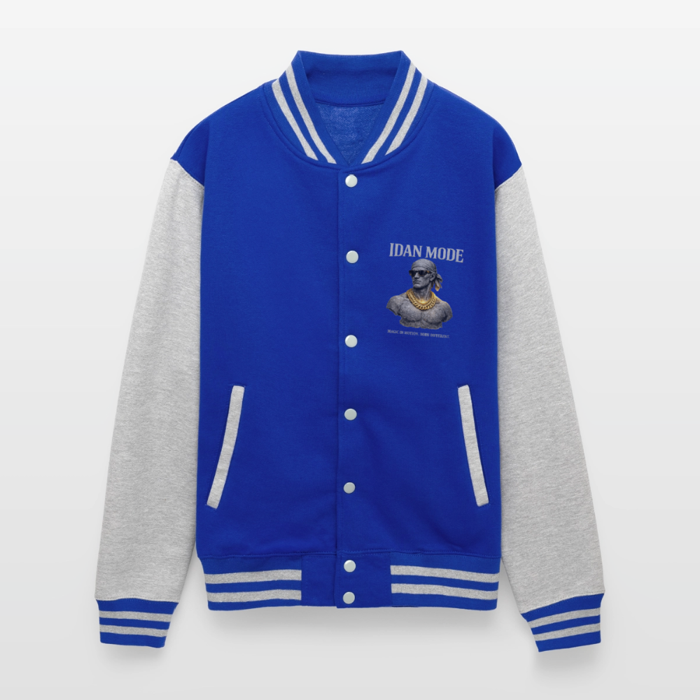 "IDAN MODE" HEAVYWEIGHT LETTERMAN JACKET // FP-B - royal/heather grey