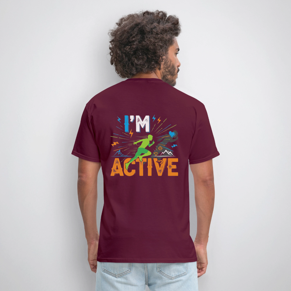 Men's IM ACTIVE T-Shirt | Front & Back - burgundy