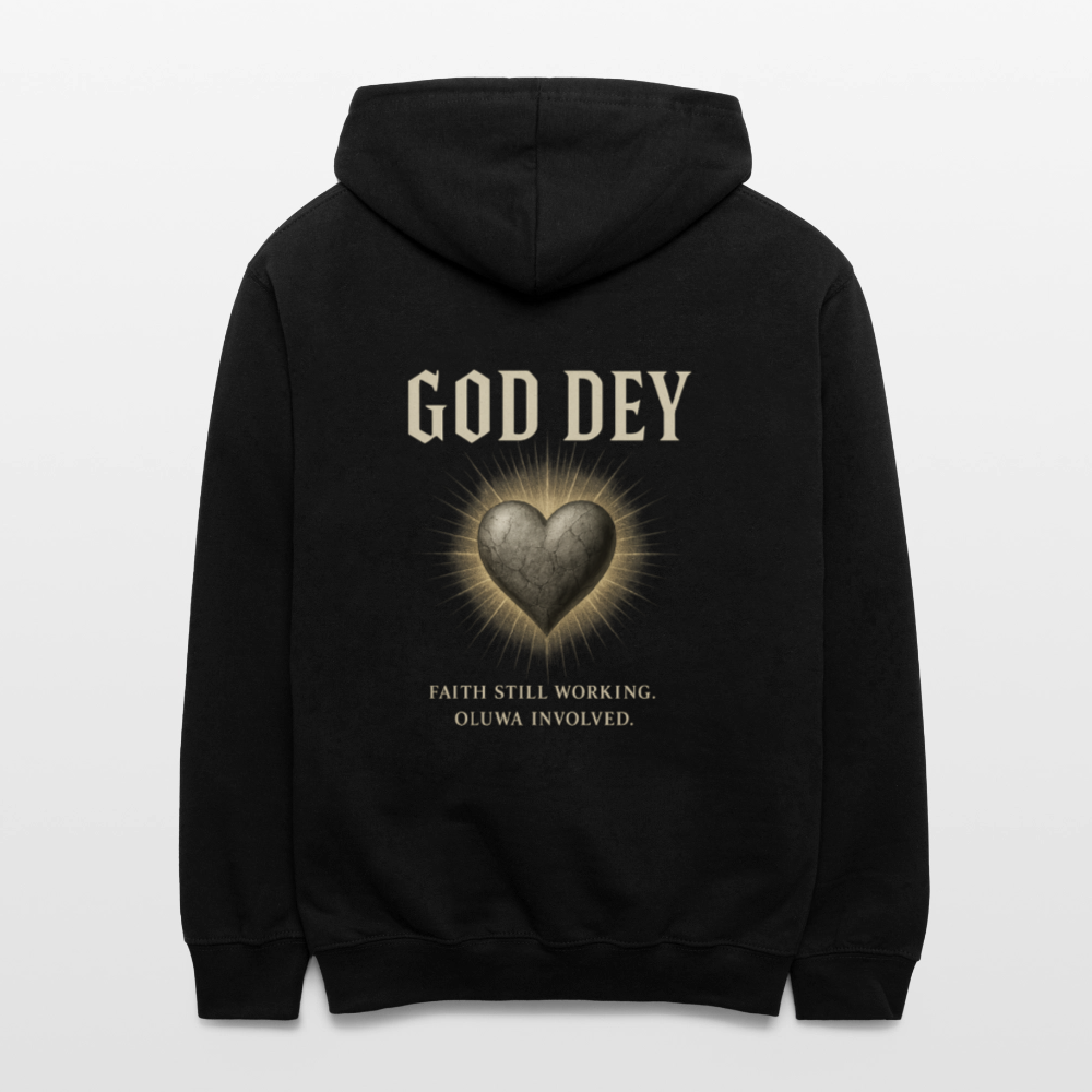 CR - God Dey | Faith Active - BackDrip Contrast Hoodie - black/heather gray
