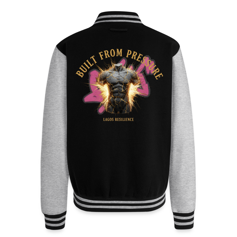 Built From Pressure | Unisex College Sweat Jacket - black/heather grey