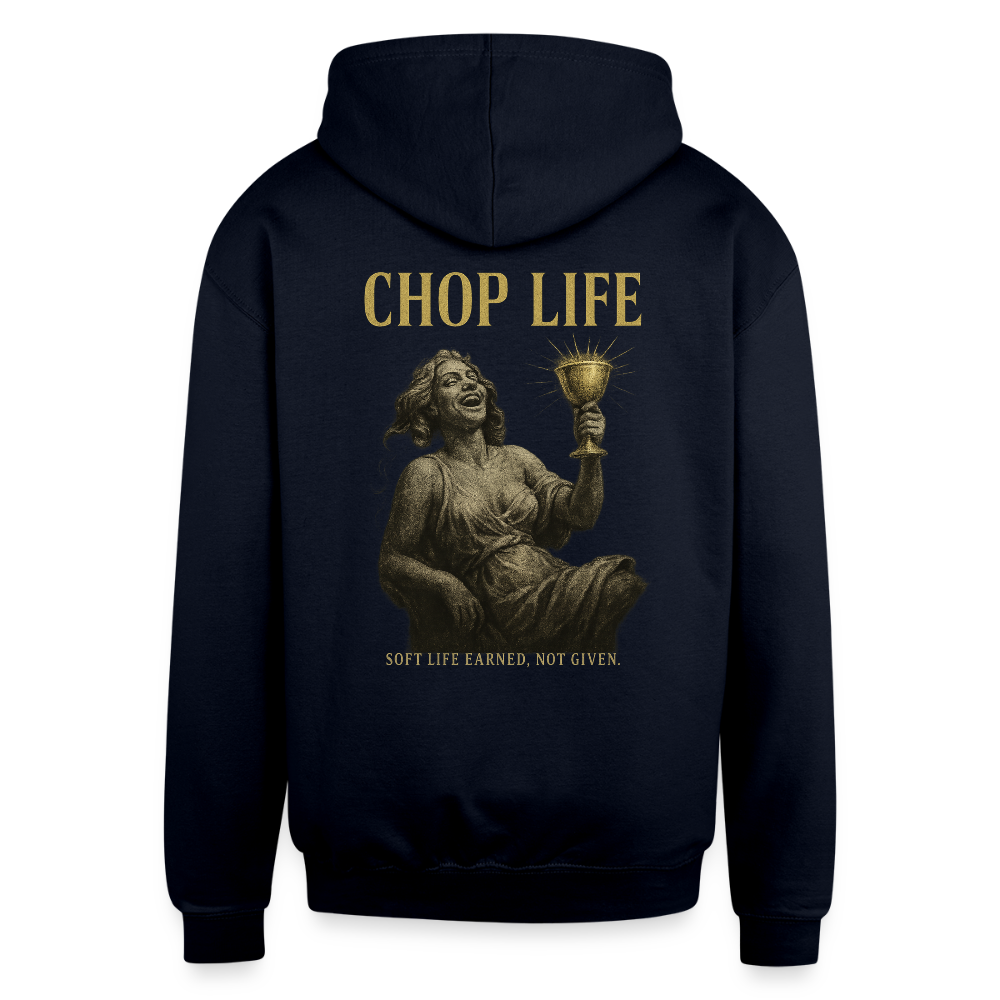 CR - Chop Life - Soft Life Earn. Not Given | Contrast Hoodie - navy/heather gray