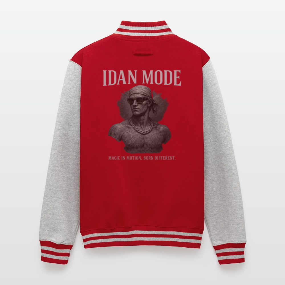 IDAN MODE | Unisex College Sweat Jacket - red/heather grey