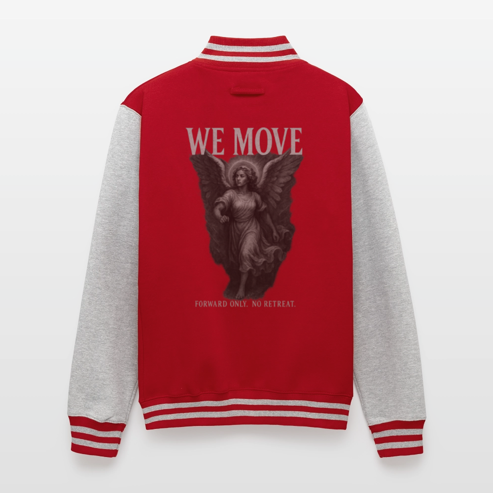 We Move | Unisex College Sweat Jacket - red/heather grey