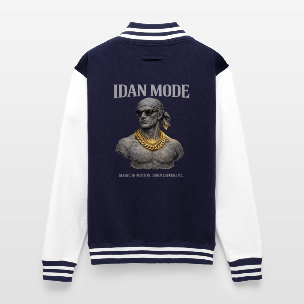 "IDAN MODE" HEAVYWEIGHT LETTERMAN JACKET // FP-B - navy/white