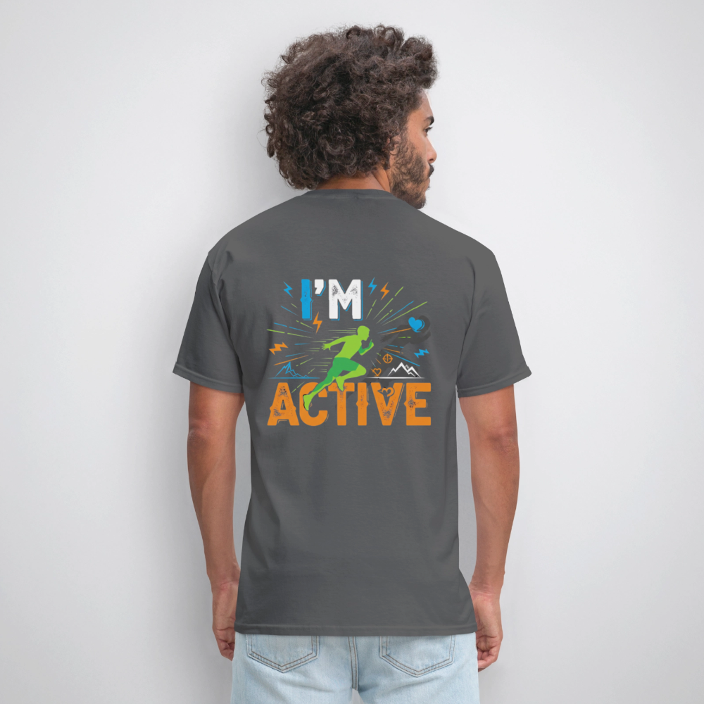 Men's IM ACTIVE T-Shirt | Front & Back - charcoal
