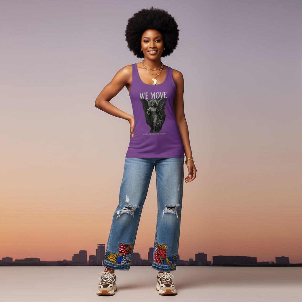 CR  - WE MOVE | Forward Only. No Retreat. Women's Premium Tank Top - Female Angel shop the vibe at chullosrepublic.com