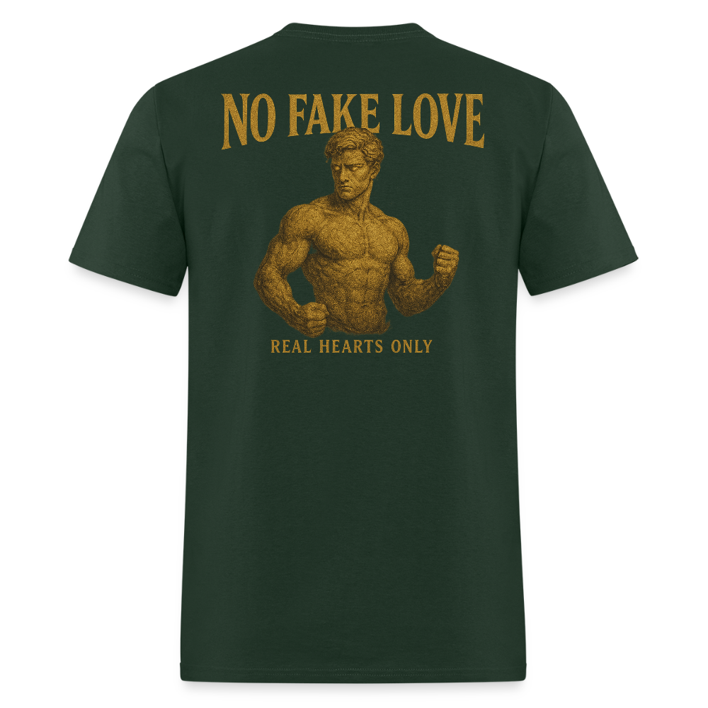Men's T-Shirt | No Fake Love Back Print - forest green