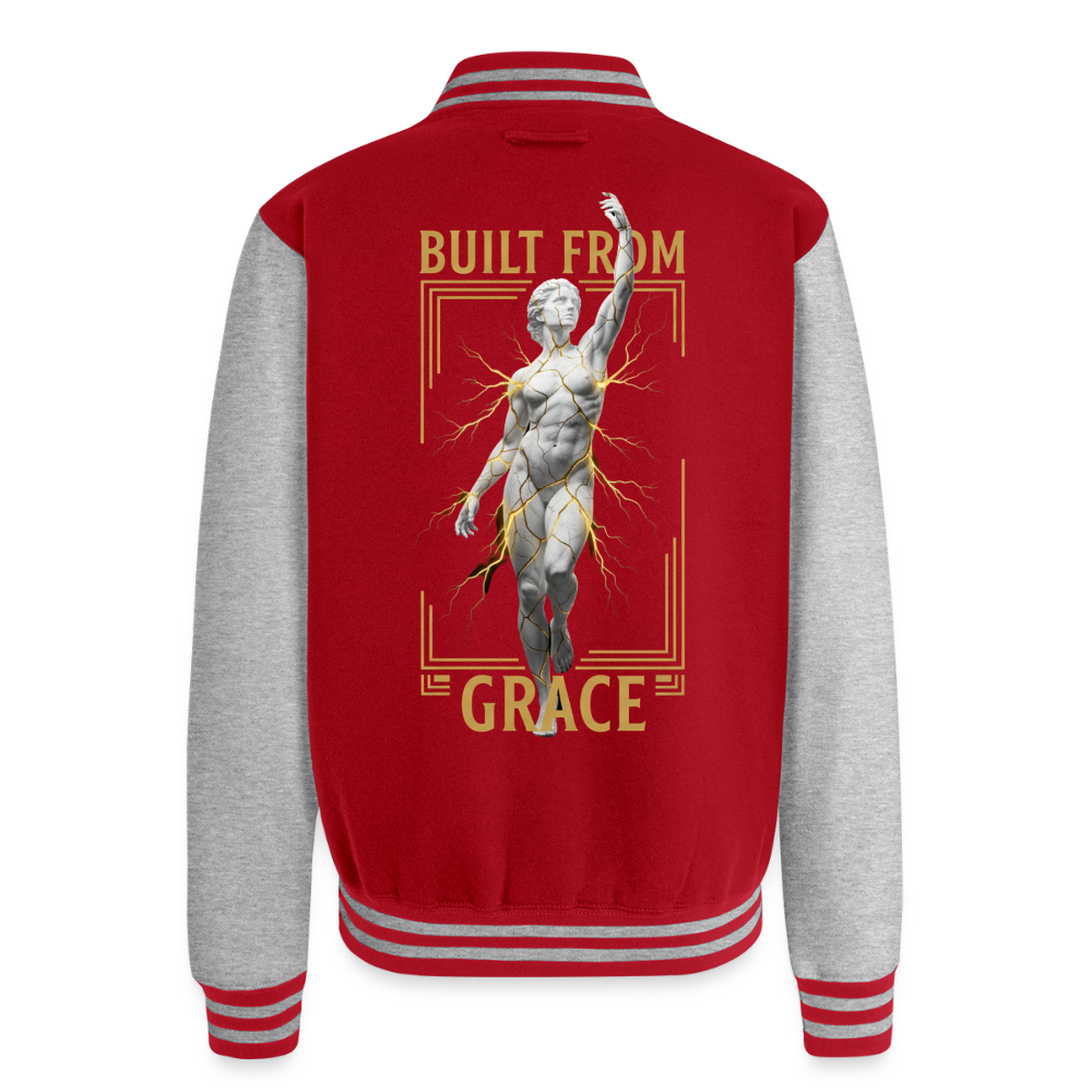 Built From Grace | Unisex College Sweat Jacket - red/heather grey